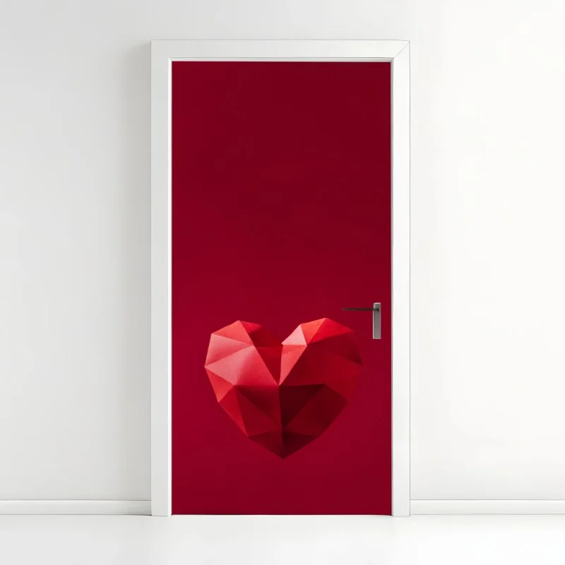 Sticker pour porte coeur géométrique rouge sur fond minimaliste – Wallnifity® Sticker pour porte coeur géométrique rouge sur fond minimaliste – Wallnifity®