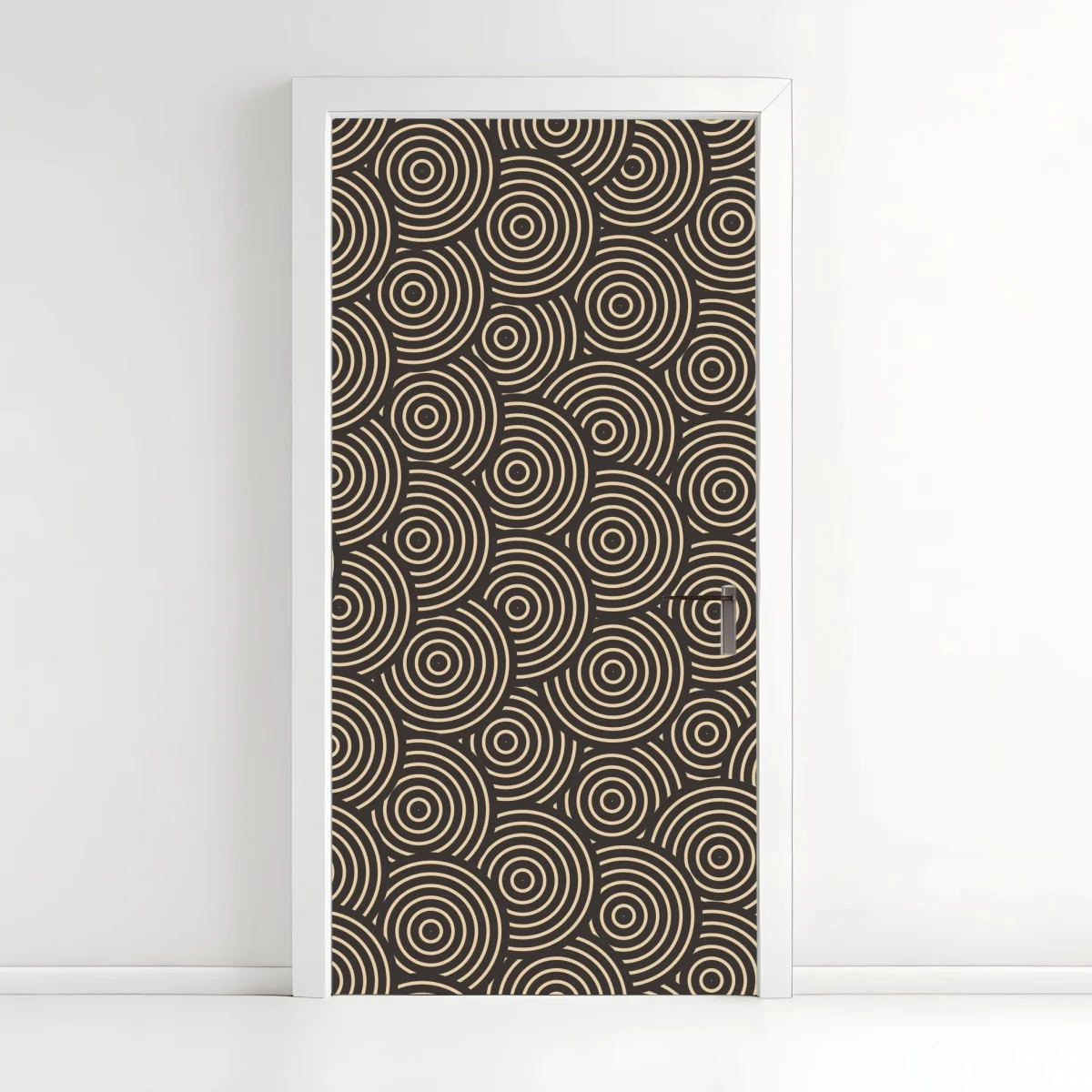 Sticker pour porte motif concentrique rétro beige et noir – Wallnifity® Sticker pour porte motif concentrique rétro beige et noir – Wallnifity®