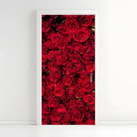 Sticker pour porte océan de roses rouges – Wallnifity®