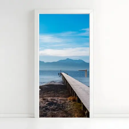 Sticker pour porte jetée vers le lac et les montagnes – Wallnifity®