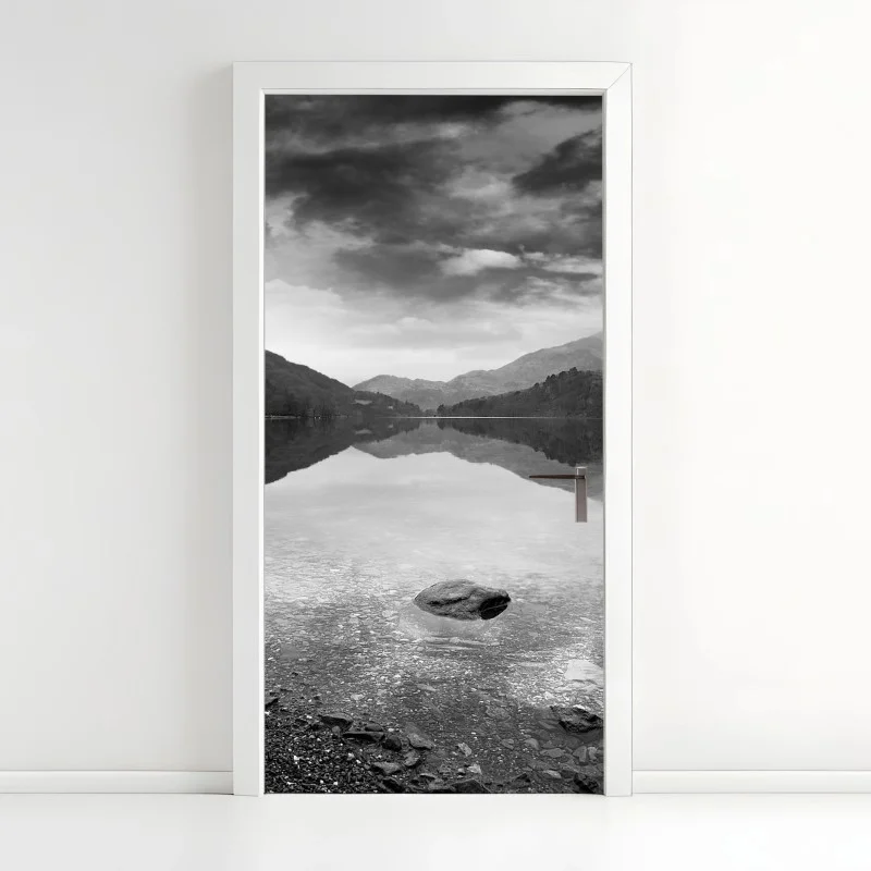 Sticker pour porte reflets tranquilles au bord du lac – Wallnifity®