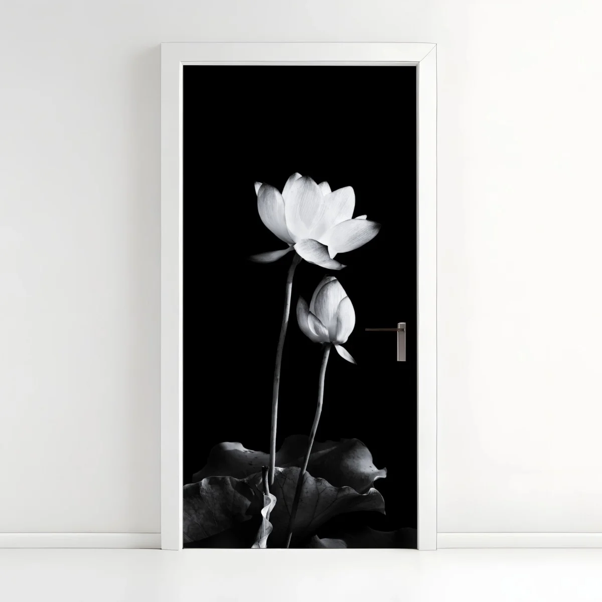 Sticker pour porte lotus minimaliste en noir et blanc – Wallnifity® Sticker pour porte lotus minimaliste en noir et blanc – Wallnifity®