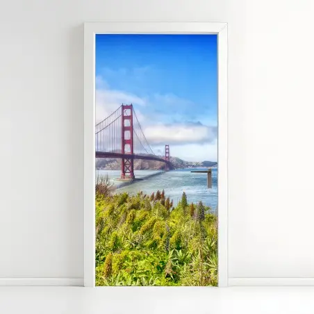 Sticker pour porte vue emblématique du Golden Gate à San Francisco – Wallnifity®