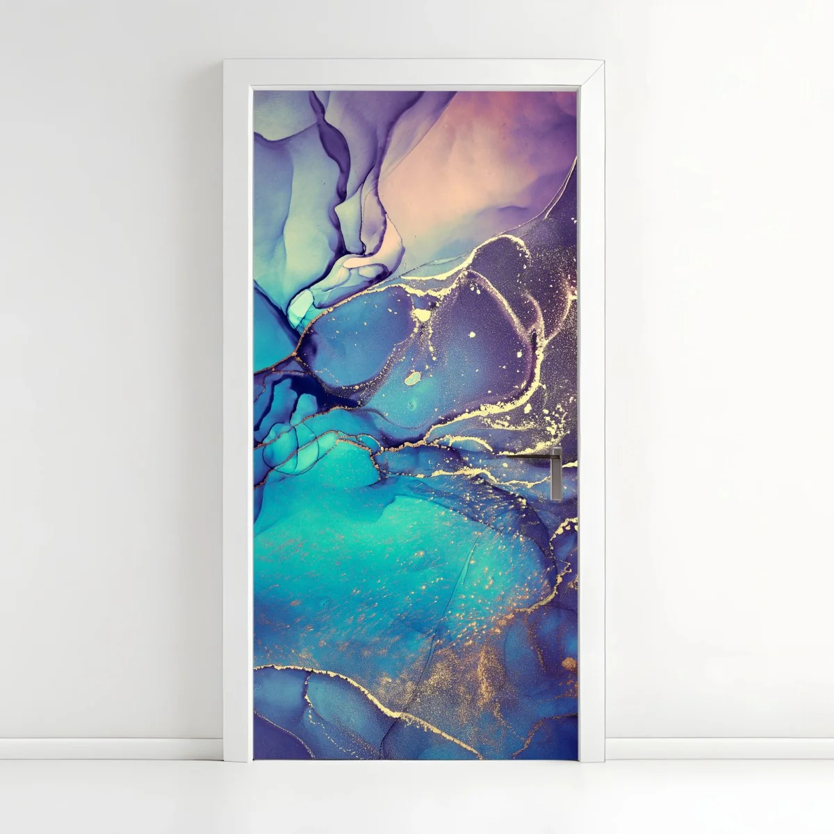 Sticker pour porte abstraction aquatique aux reflets dorés – Wallnifity® Sticker pour porte abstraction aquatique aux reflets dorés – Wallnifity®
