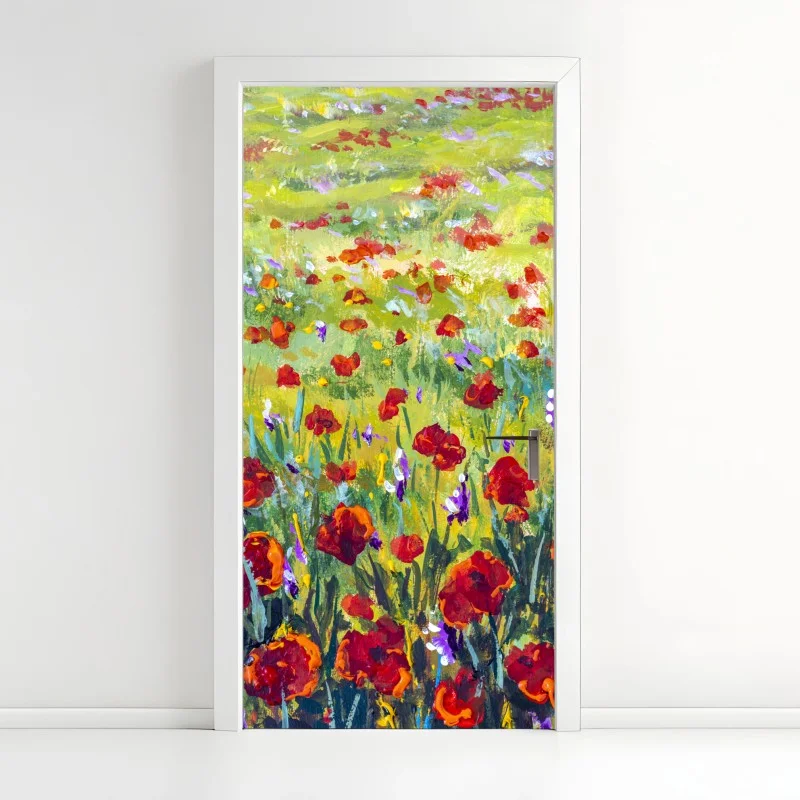 Sticker pour porte champ de coquelicots style Monet – Wallnifity® Sticker pour porte champ de coquelicots style Monet – Wallnifity®