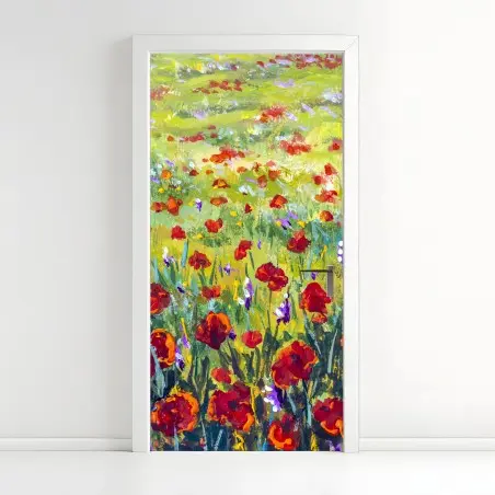 Sticker pour porte champ de coquelicots style Monet – Wallnifity®