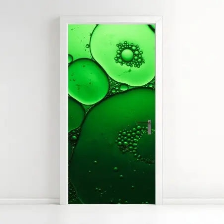 Sticker pour porte abstraction de bulles vertes – Wallnifity®