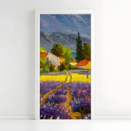 Sticker pour porte champ de lavande au crépuscule – Wallnifity®