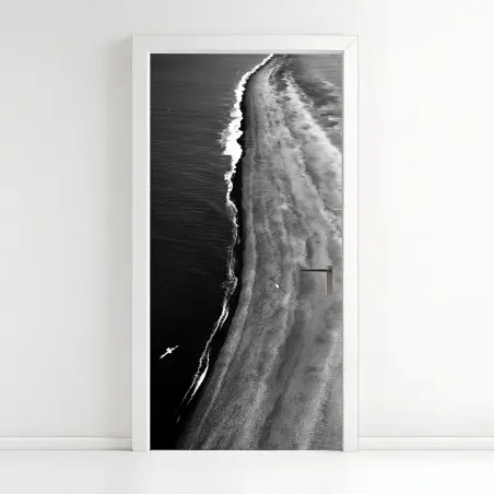 Sticker pour porte littoral minimaliste en noir et blanc – Wallnifity®