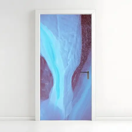 Sticker pour porte nuances éthérées bleu et rose – Wallnifity®