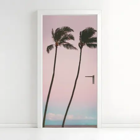 Sticker pour porte duo de palmiers au crépuscule – Wallnifity®