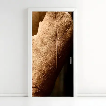 Sticker pour porte texture de feuille sèche en gros plan – Wallnifity®