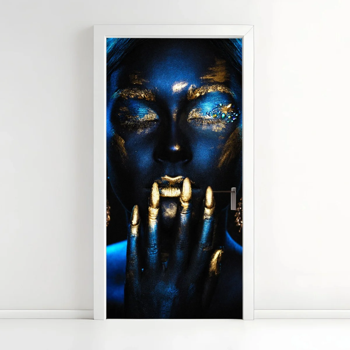 Sticker pour porte portrait mystique en or et bleu – Wallnifity® Sticker pour porte portrait mystique en or et bleu – Wallnifity®