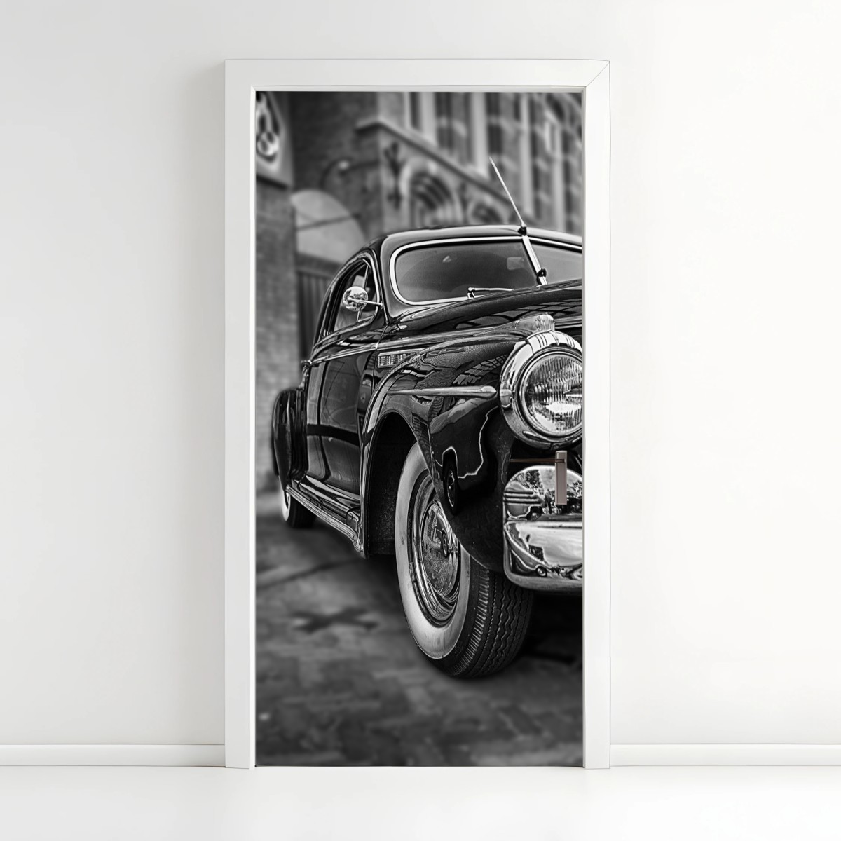 Sticker pour porte voiture classique rétro en noir et blanc – Wallnifity®