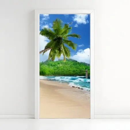Sticker pour porte évasion tropicale à Mahé, Seychelles – Wallnifity®