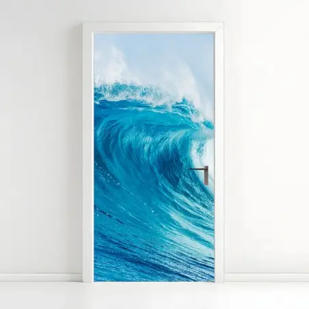 Sticker pour porte vague océanique bleue en mouvement – Wallnifity®