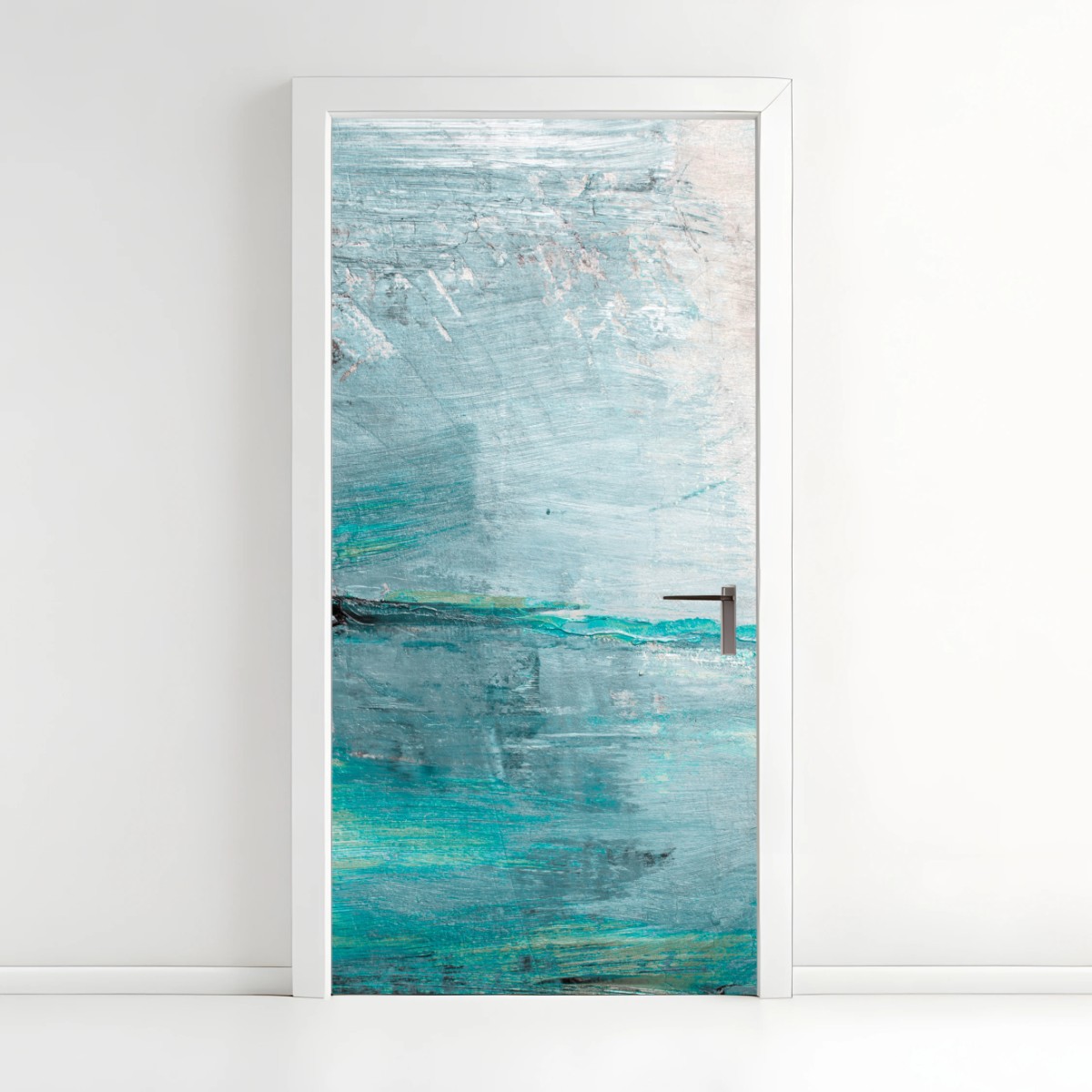 Sticker pour porte horizon turquoise abstrait – Wallnifity®