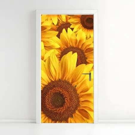Sticker pour porte mosaïque de tournesols éclatants – Wallnifity®