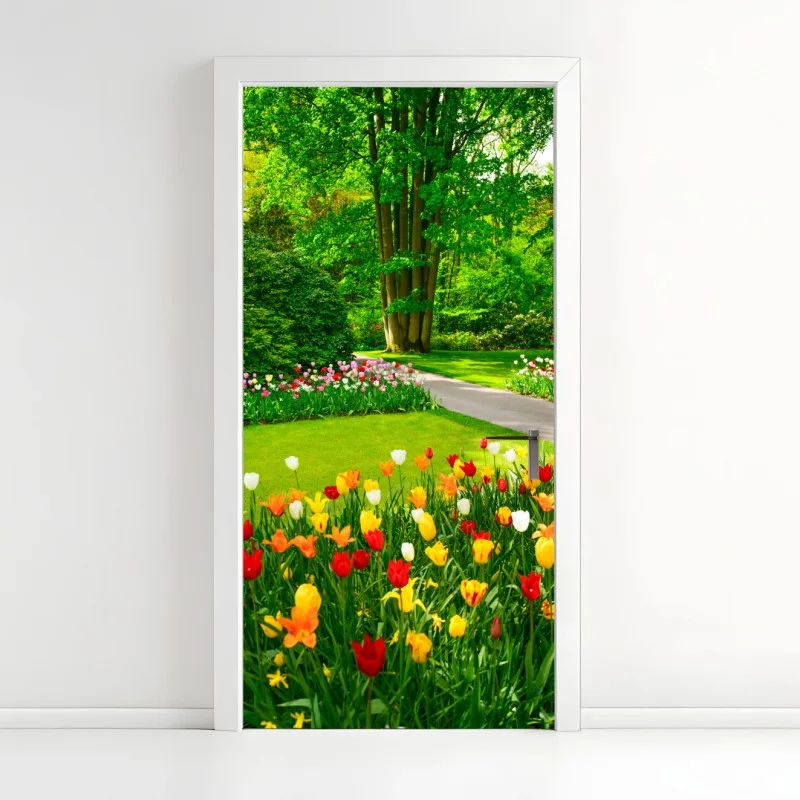 Sticker pour porte jardin de Keukenhof en fleurs – Wallnifity®