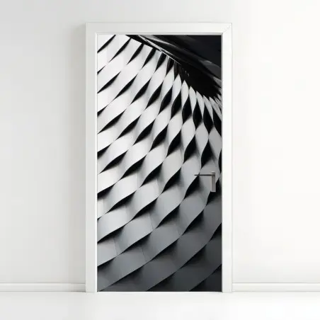 Sticker pour porte vagues métalliques motif architectural abstrait – Wallnifity®