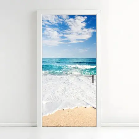 Sticker pour porte brise marine et vagues turquoises – Wallnifity®