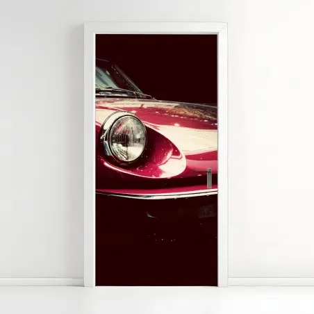 Sticker pour porte détail élégant d'une voiture classique rouge – Wallnifity®