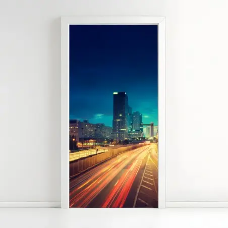 Sticker pour porte crépuscule urbain à La Défense – Wallnifity®