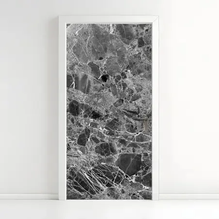 Sticker pour porte marbre noir et blanc : élégance intemporelle – Wallnifity®