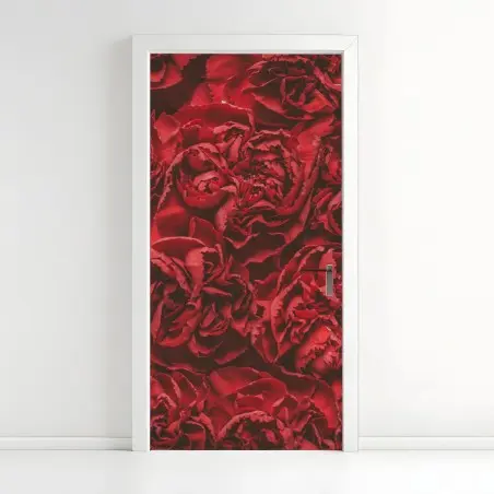 Sticker pour porte œillets rouges rétro pour décoration intérieure – Wallnifity®