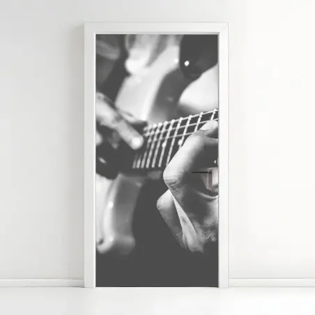 Sticker pour porte mains de guitariste en gros plan noir et blanc – Wallnifity®