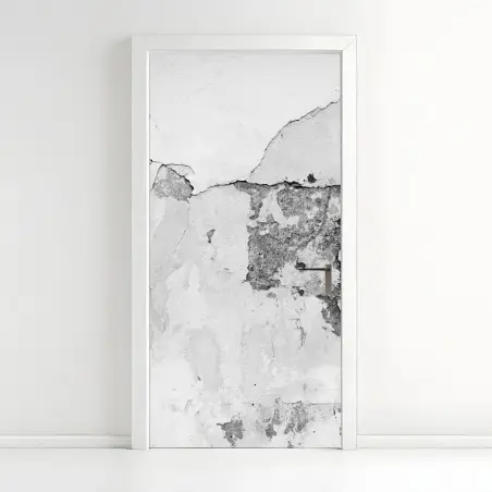 Sticker pour porte texture murale écaillée en noir et blanc – Wallnifity®