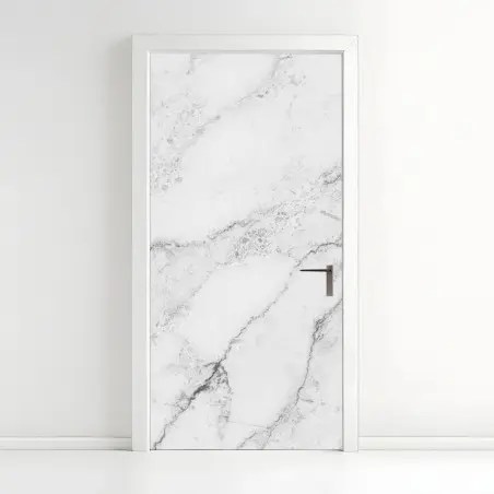 Sticker pour porte marbre blanc veiné minimaliste – Wallnifity®