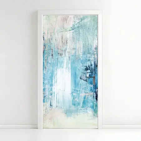 Sticker pour porte paysage abstrait d'eaux bleues – Wallnifity®