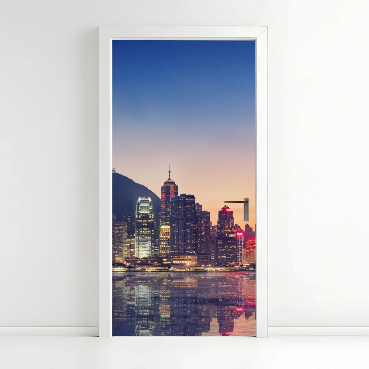 Sticker pour porte panorama urbain de Hong Kong au crépuscule – Wallnifity® Sticker pour porte panorama urbain de Hong Kong au crépuscule – Wallnifity®