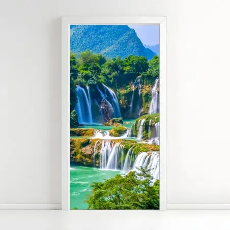 Sticker pour porte cascade paradisiaque au cœur de la nature – Wallnifity®