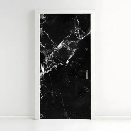 Sticker pour porte marbre noir veiné pour décoration murale – Wallnifity®