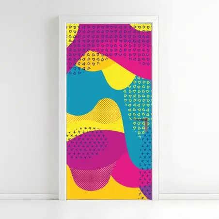 Sticker pour porte composition abstraite colorée aux formes ondulées – Wallnifity®