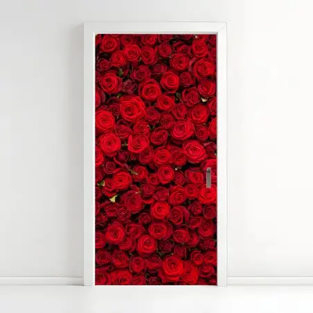 Sticker pour porte mur de roses rouges intenses – Wallnifity®