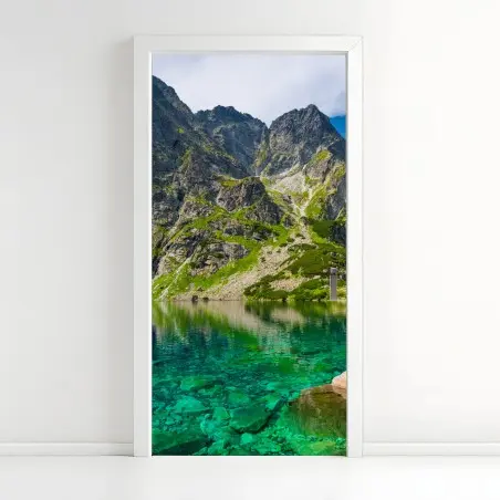 Sticker pour porte reflet émeraude des montagnes de Czarny Staw – Wallnifity®