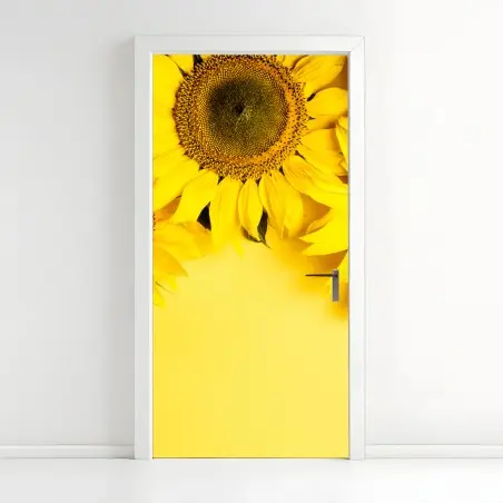 Sticker pour porte bouquet de tournesols sur fond jaune – Wallnifity®