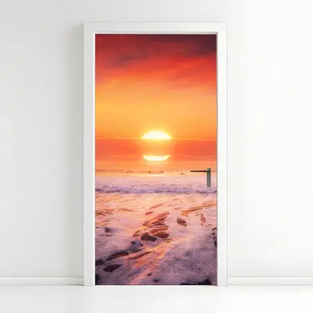 Sticker pour porte coucher de soleil sur la plage – Wallnifity®