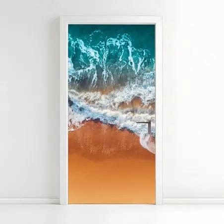 Sticker pour porte vagues aériennes sur plage dorée – Wallnifity®