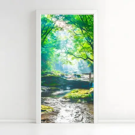 Sticker pour porte clairière lumineuse au bord de la rivière – Wallnifity®