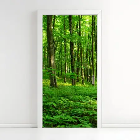 Sticker pour porte forêt verdoyante au printemps – Wallnifity®
