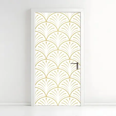 Sticker pour porte motif art déco doré en éventail – Wallnifity®