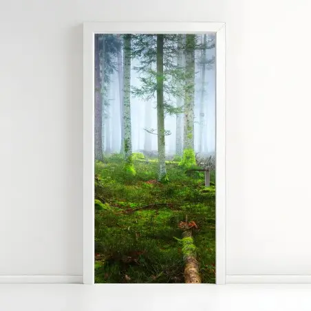 Sticker pour porte brume mystique dans la forêt d'Alsace – Wallnifity®