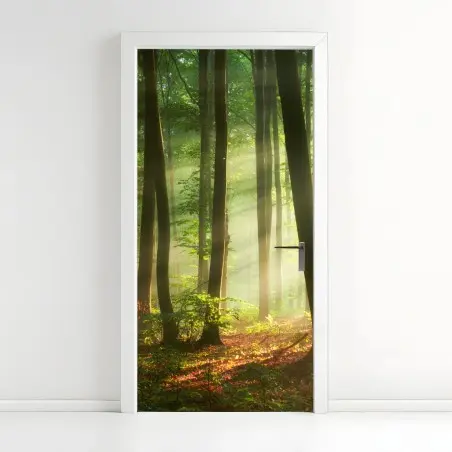 Sticker pour porte forêt en lumière matinale – Wallnifity®