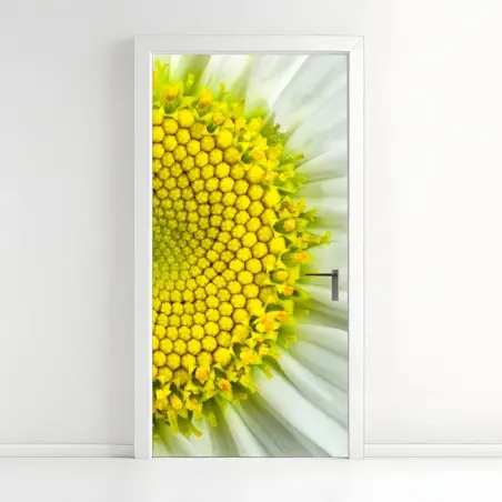 Sticker pour porte marguerite en gros plan : spirale botanique – Wallnifity®