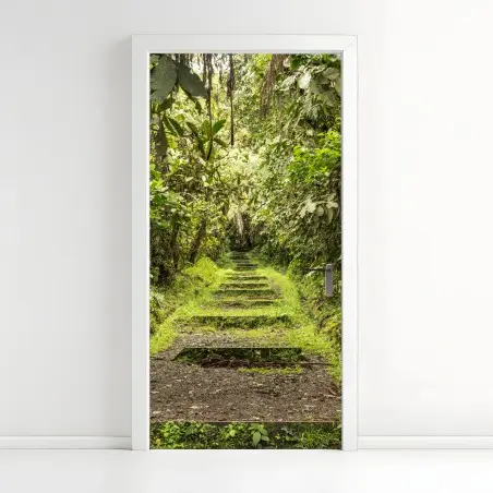 Sticker pour porte sentier tropical verdoyant – Wallnifity®