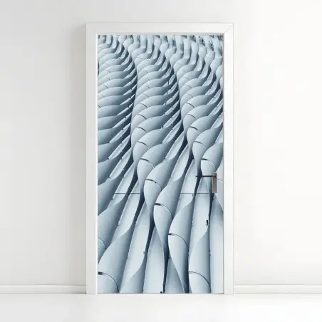 Sticker pour porte vagues métalliques motif architectural moderne – Wallnifity®